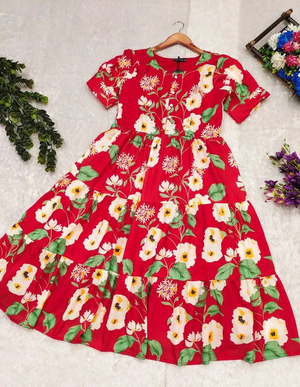 Red_Printed_Muslin_Dress_For_Women