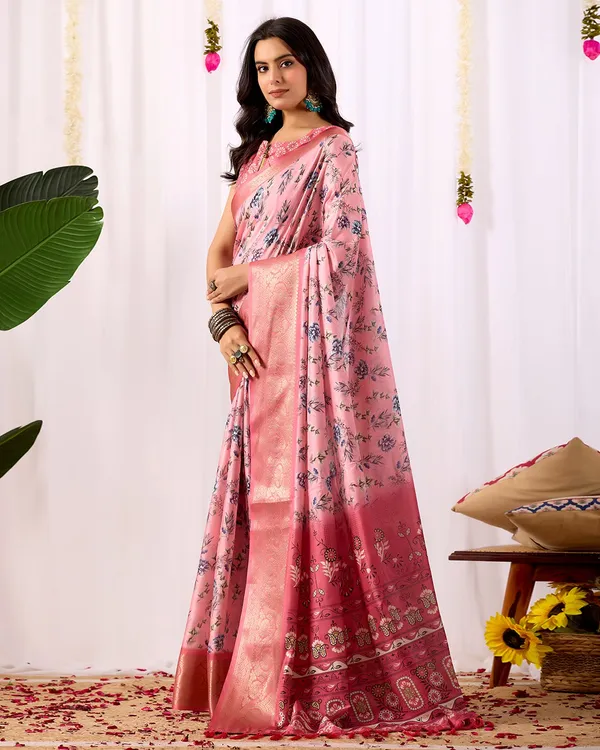 Pink_Lichi_Silk_Premium_&_Elegant_Saree_With_Unstiched_Blouse_For_Women