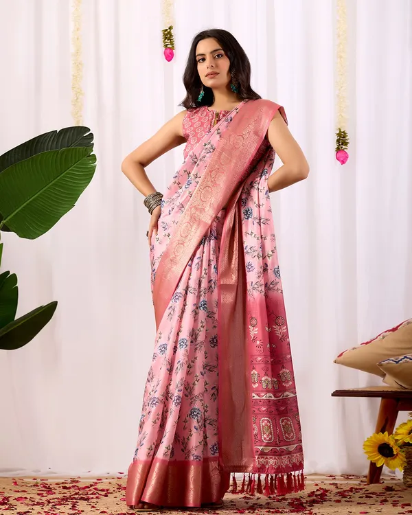 Pink_Lichi_Silk_Premium_&_Elegant_Saree_With_Unstiched_Blouse_For_Women