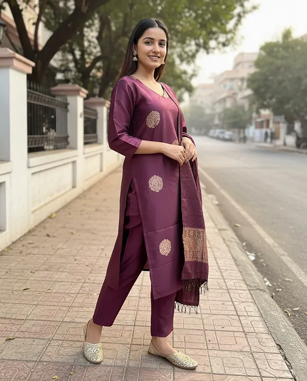 Purple_Premium_Silk_Kurta_Sharara_Dupatta_Set_For_Women