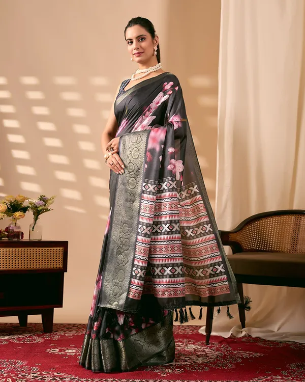 Multicolor_Lichi_Silk_Premium_&_Elegant_Saree_With_Unstiched_Blouse_For_Women