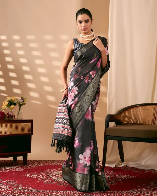 Multicolor_Lichi_Silk_Premium_&_Elegant_Saree_With_Unstiched_Blouse_For_Women