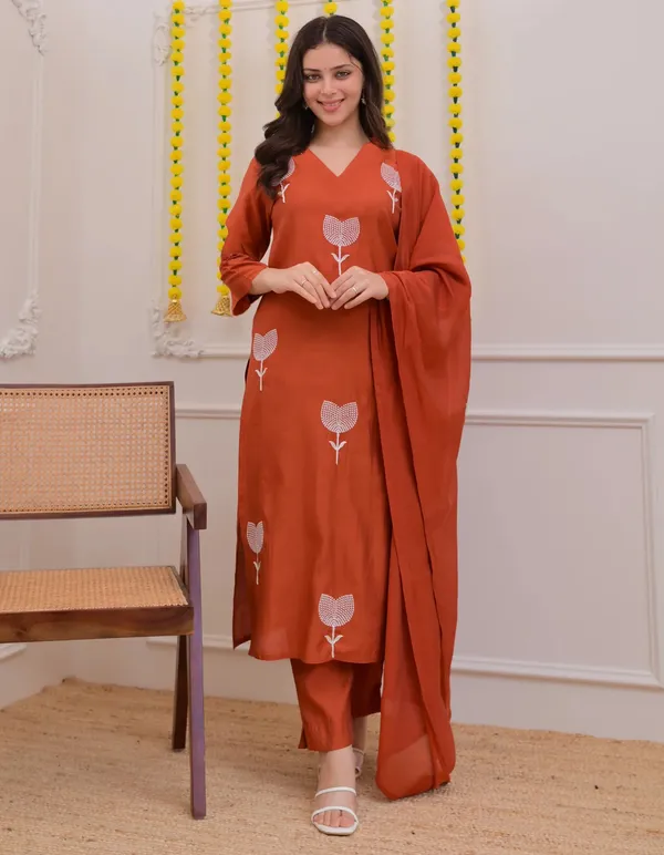 Designer_Rust_Orange_Ethnic_Kurta_Suit_Set_|_Festive_Wear_for_Women
