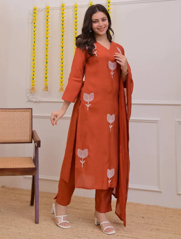 Designer_Rust_Orange_Ethnic_Kurta_Suit_Set_|_Festive_Wear_for_Women