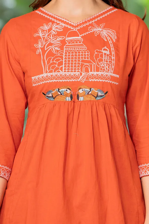Premium_Cotton_Orange_Kurta_Set_for_Women_|_Traditional_Ethnic_Outfit