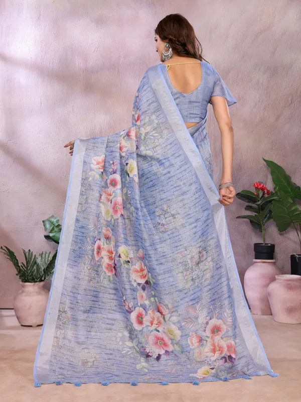 Blue_Linen_Shimmer_Premium_&_Elegant_Saree_With_Unstiched_Blouse_For_Women