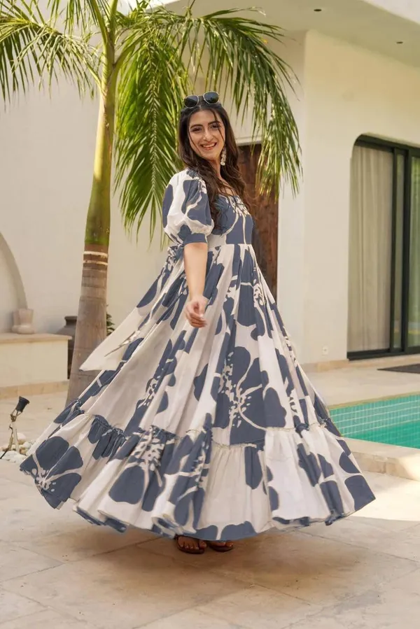 7_Colors_Women's_Grey_Floral_Print_Cotton_Maxi_Dress_|_Puff_Sleeve_Vacation_&_Party_Dress_(S-5XL)