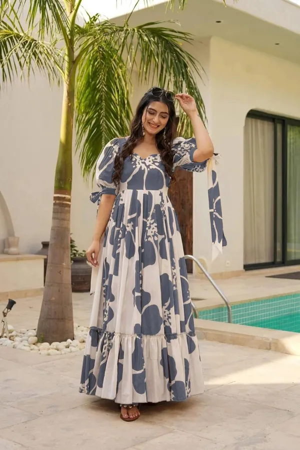 7_Colors_Women's_Grey_Floral_Print_Cotton_Maxi_Dress_|_Puff_Sleeve_Vacation_&_Party_Dress_(S-5XL)