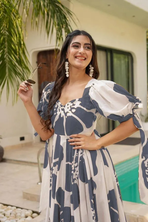 7_Colors_Women's_Grey_Floral_Print_Cotton_Maxi_Dress_|_Puff_Sleeve_Vacation_&_Party_Dress_(S-5XL)