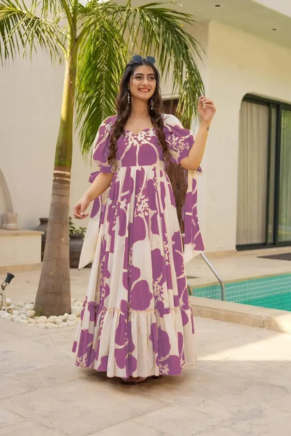 7_Colors_Women's_Lavander_Floral_Print_Cotton_Maxi_Dress_|_Puff_Sleeve_Vacation_&_Party_Dress_(S-5XL)