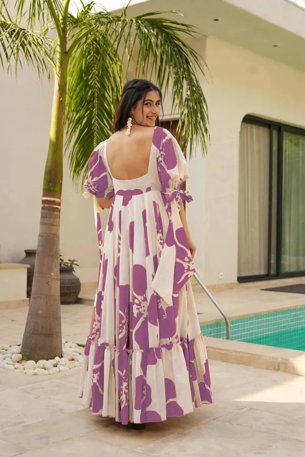 7_Colors_Women's_Lavander_Floral_Print_Cotton_Maxi_Dress_|_Puff_Sleeve_Vacation_&_Party_Dress_(S-5XL)
