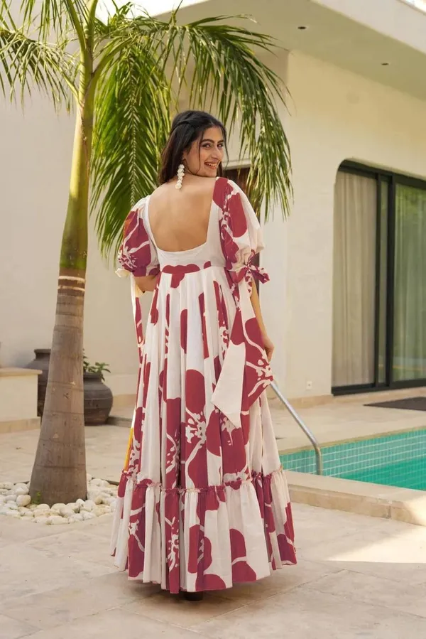 7_Colors_Women's_Light_Red_Floral_Print_Cotton_Maxi_Dress_|_Puff_Sleeve_Vacation_&_Party_Dress_(S-5XL)