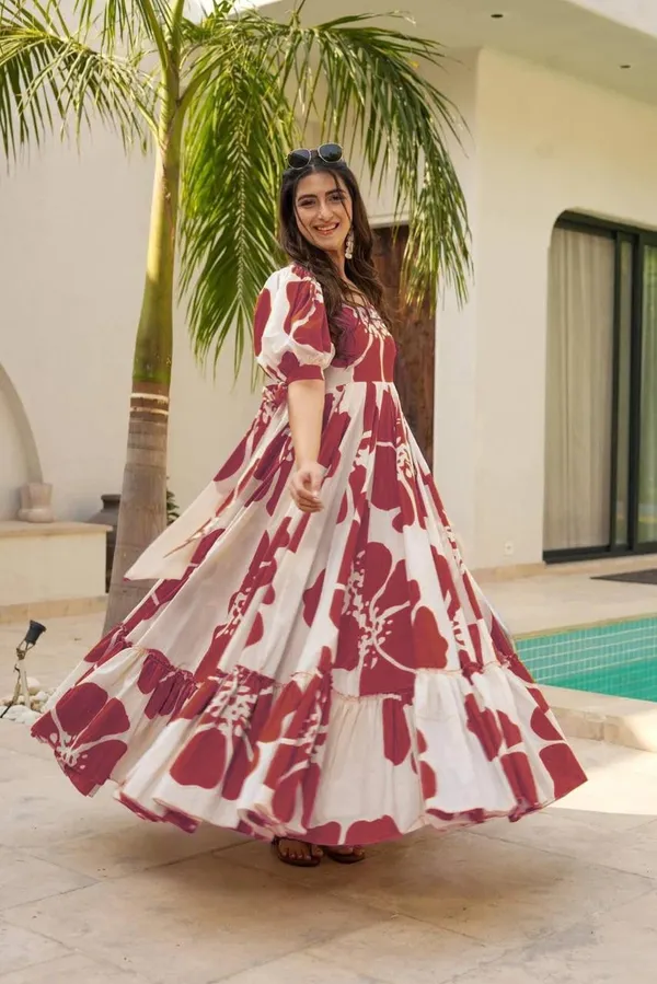 7_Colors_Women's_Light_Red_Floral_Print_Cotton_Maxi_Dress_|_Puff_Sleeve_Vacation_&_Party_Dress_(S-5XL)