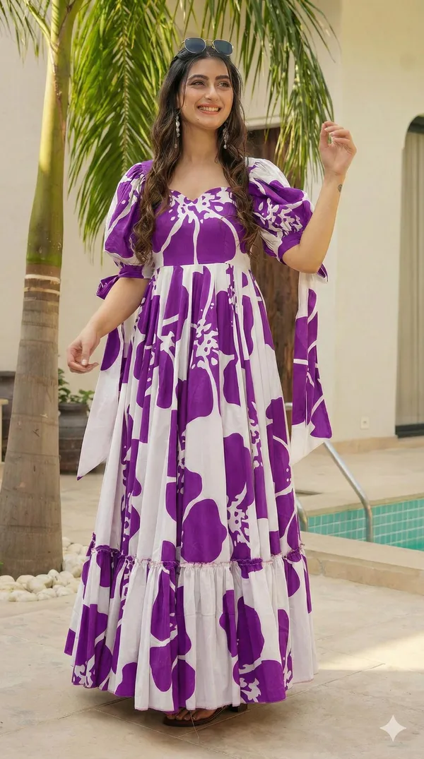 7_Colors_Women's_Purple_Floral_Print_Cotton_Maxi_Dress_|_Puff_Sleeve_Vacation_&_Party_Dress_(S-5XL)
