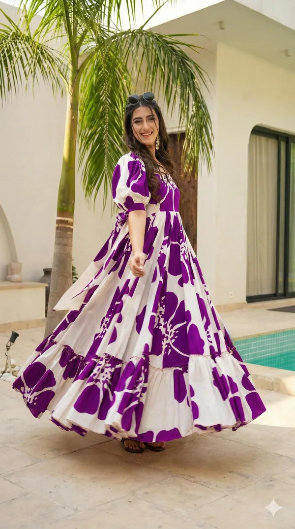 7_Colors_Women's_Purple_Floral_Print_Cotton_Maxi_Dress_|_Puff_Sleeve_Vacation_&_Party_Dress_(S-5XL)