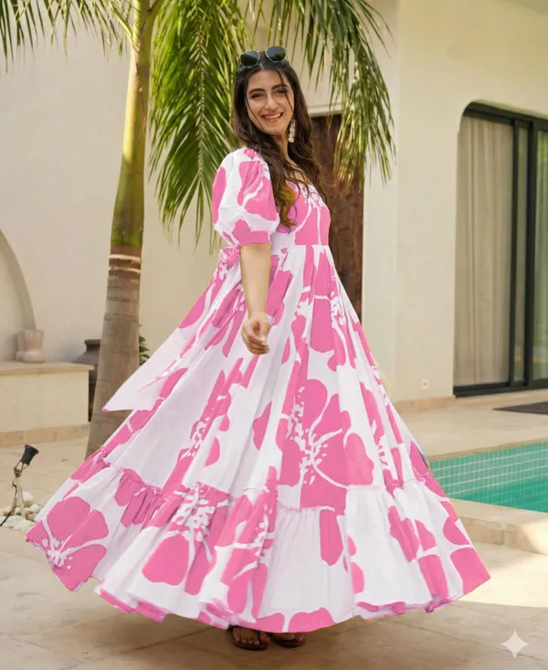 7_Colors_Women's_Rose_Floral_Print_Cotton_Maxi_Dress_|_Puff_Sleeve_Vacation_&_Party_Dress_(S-5XL)