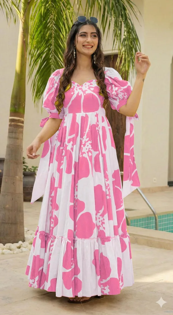 7_Colors_Women's_Rose_Floral_Print_Cotton_Maxi_Dress_|_Puff_Sleeve_Vacation_&_Party_Dress_(S-5XL)