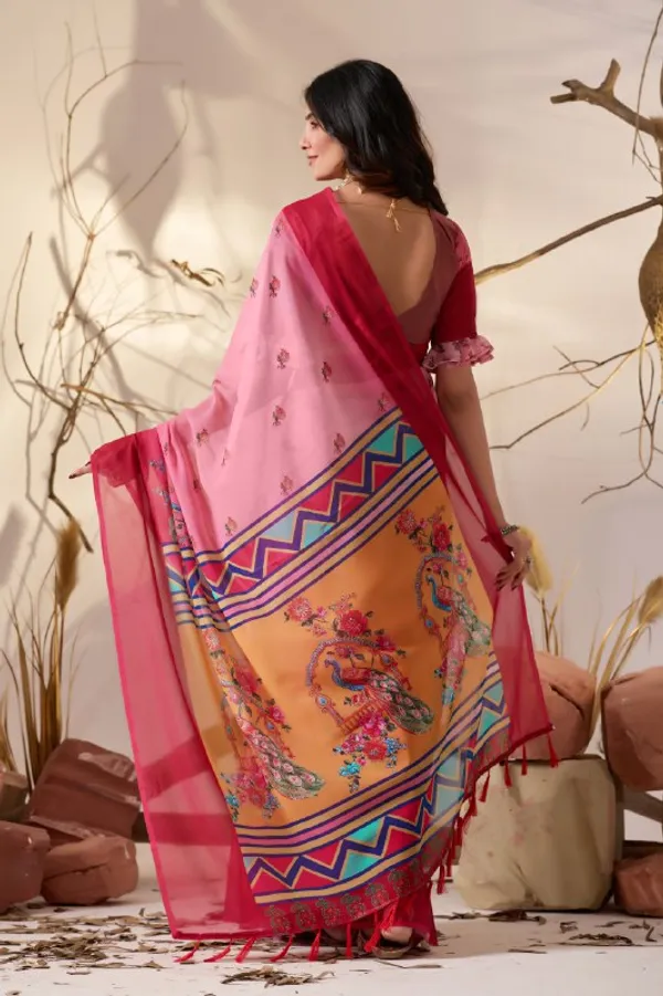 Multicolor_Lichi_Silk_Premium_&_Elegant_Saree_With_Unstiched_Blouse_For_Women