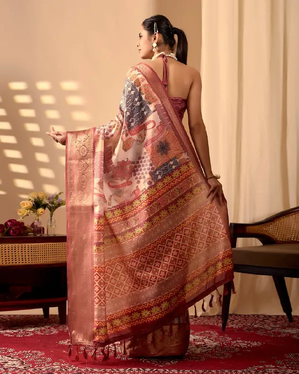 Multicolor_Lichi_Silk_Premium_&_Elegant_Saree_With_Unstiched_Blouse_For_Women