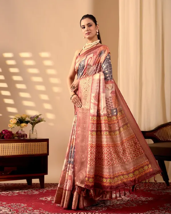 Multicolor_Lichi_Silk_Premium_&_Elegant_Saree_With_Unstiched_Blouse_For_Women
