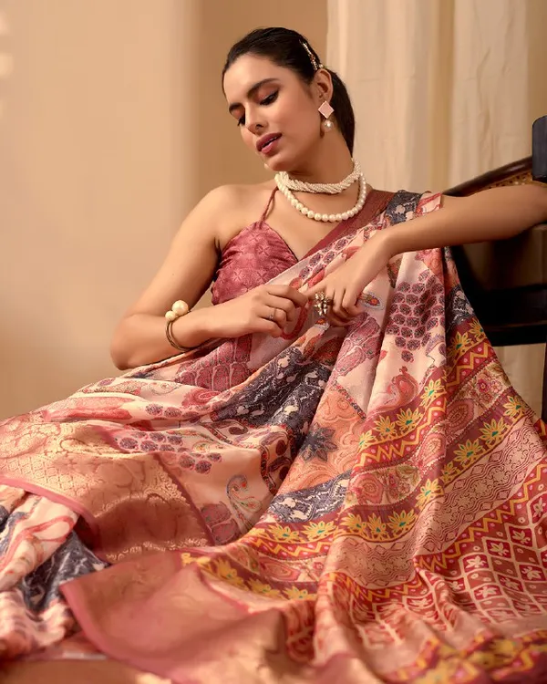 Multicolor_Lichi_Silk_Premium_&_Elegant_Saree_With_Unstiched_Blouse_For_Women