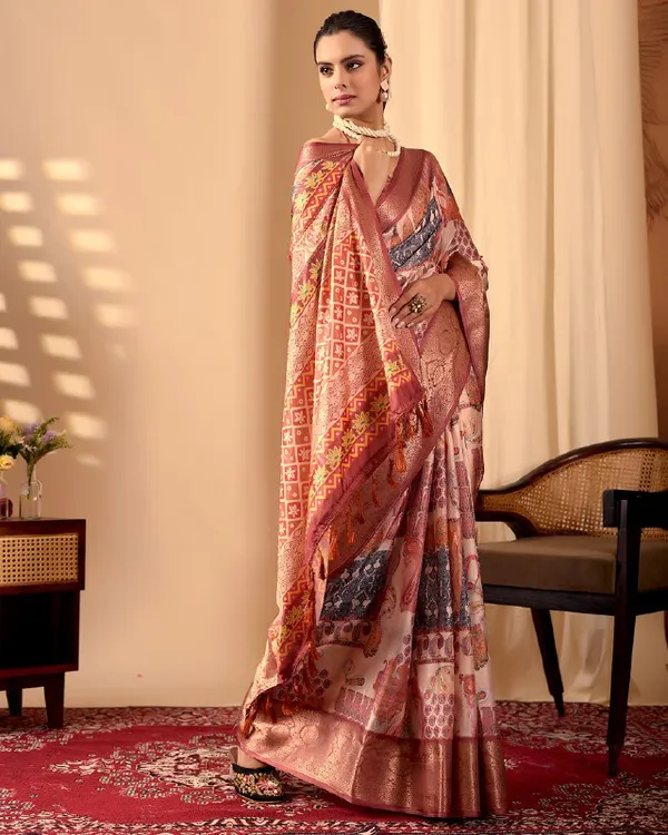Multicolor_Lichi_Silk_Premium_&_Elegant_Saree_With_Unstiched_Blouse_For_Women