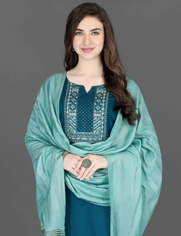 Indigo_Cotton_Blend_Premium_&_Elegant_Straight_Kurta_Pant_With_Dupatta_Set_For_Women