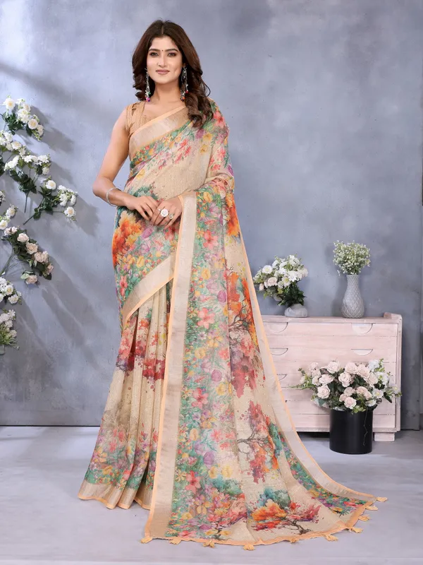 Multicolor_Linen_Shimmer_Premium_&_Elegant_Saree_With_Unstiched_Blouse_For_Women