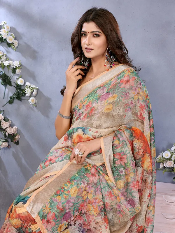 Multicolor_Linen_Shimmer_Premium_&_Elegant_Saree_With_Unstiched_Blouse_For_Women