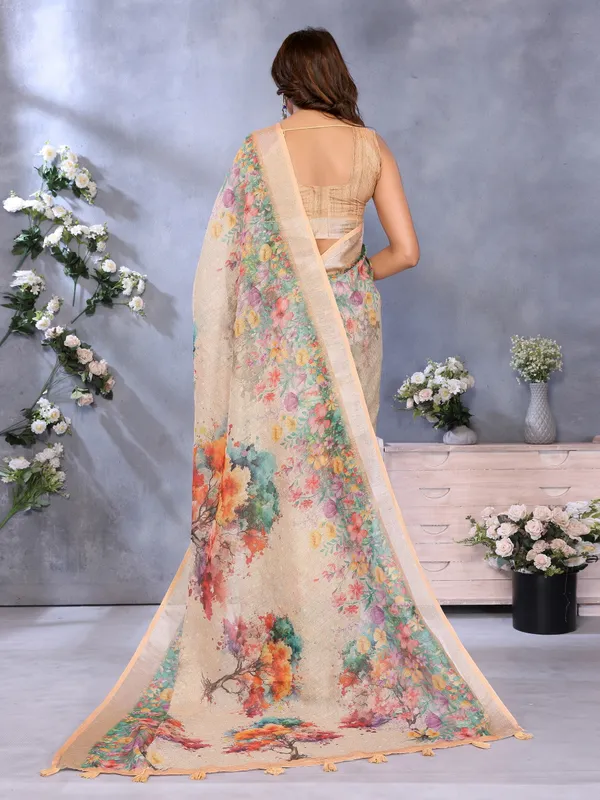 Multicolor_Linen_Shimmer_Premium_&_Elegant_Saree_With_Unstiched_Blouse_For_Women