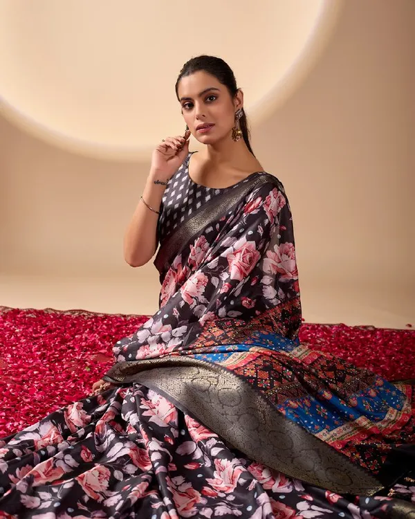 Multicolor_Lichi_Silk_Premium_&_Elegant_Saree_With_Unstiched_Blouse_For_Women