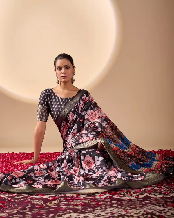 Multicolor_Lichi_Silk_Premium_&_Elegant_Saree_With_Unstiched_Blouse_For_Women