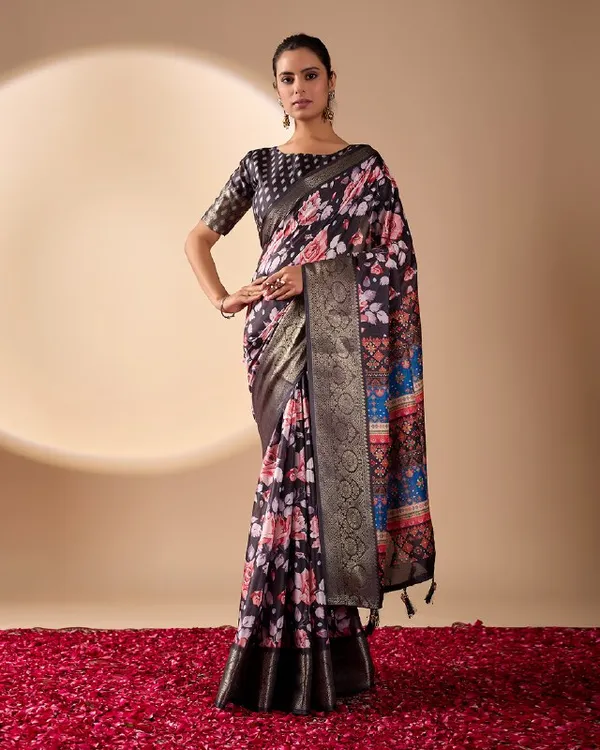 Multicolor_Lichi_Silk_Premium_&_Elegant_Saree_With_Unstiched_Blouse_For_Women