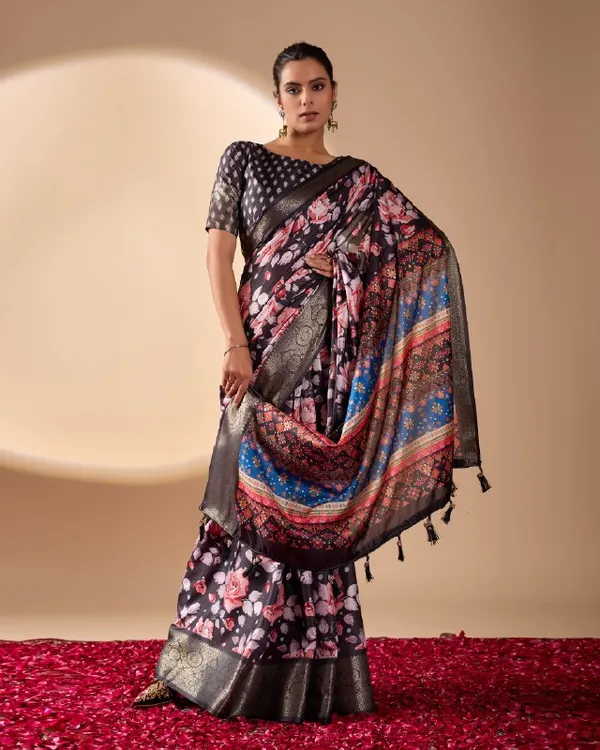 Multicolor_Lichi_Silk_Premium_&_Elegant_Saree_With_Unstiched_Blouse_For_Women