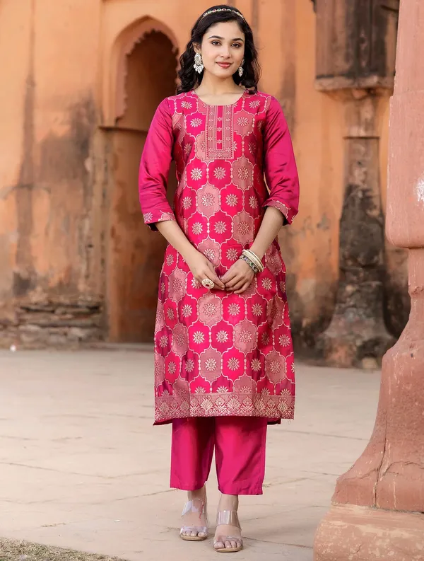 Pink_Premium_Silk_Kurta_Sharara_Dupatta_Set_For_Women