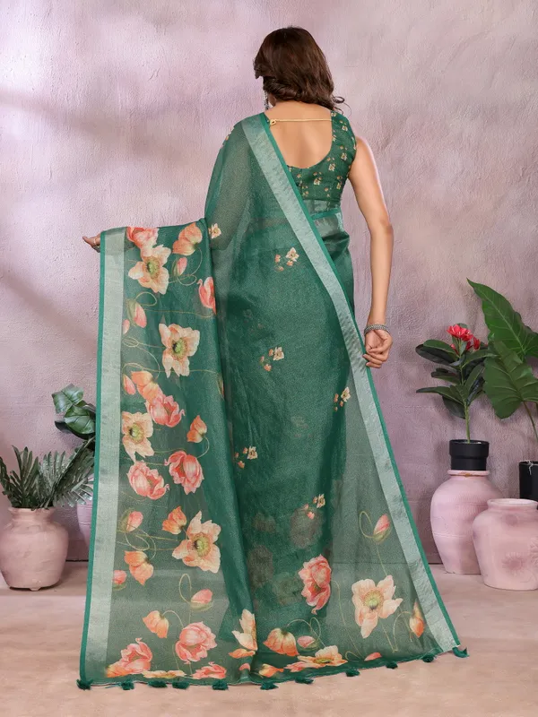 Green_Linen_Shimmer_Premium_&_Elegant_Saree_With_Unstiched_Blouse_For_Women