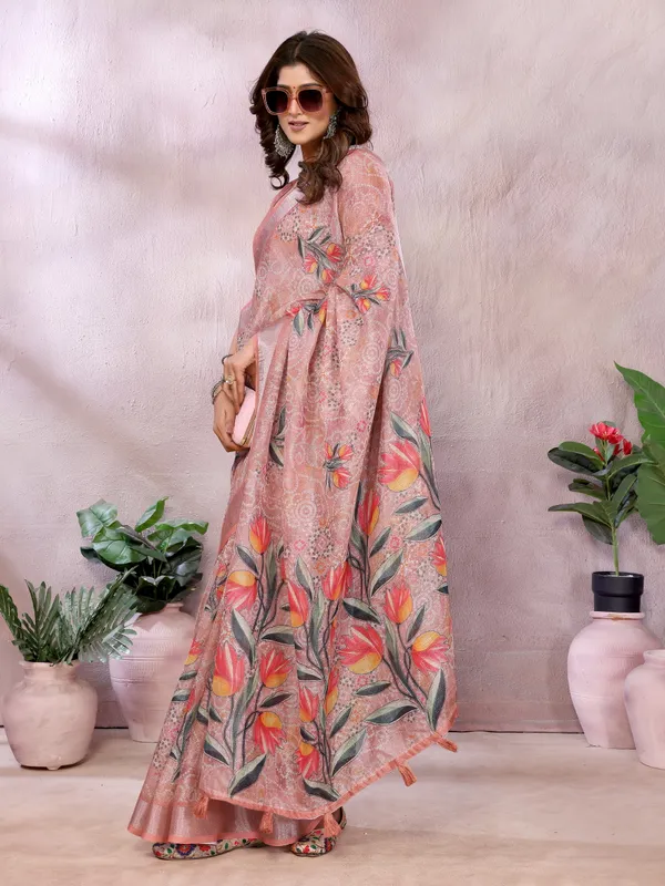 Pink_Linen_Shimmer_Premium_&_Elegant_Saree_With_Unstiched_Blouse_For_Women
