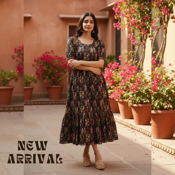 Multicolour_Premium_Ethnic_Printed_Flared_Dress_For_Women