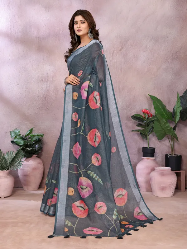 Grey_Linen_Shimmer_Premium_&_Elegant_Saree_With_Unstiched_Blouse_For_Women
