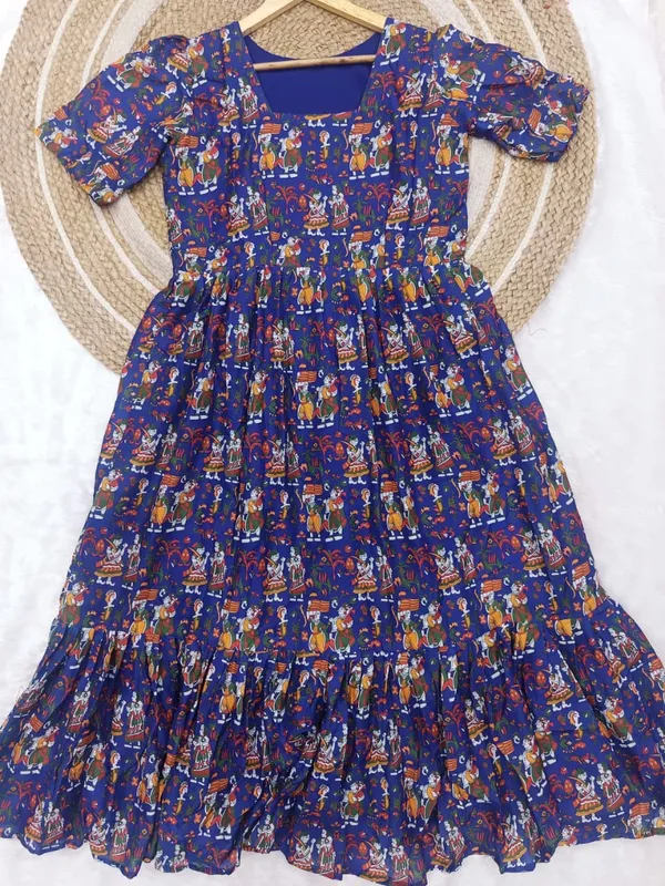 Lavender_Premium_Ethnic_Printed_Flared_Dress_For_Women