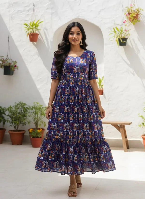 Lavender_Premium_Ethnic_Printed_Flared_Dress_For_Women