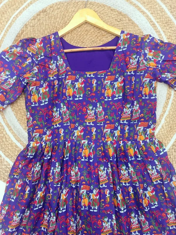 Lavender_Premium_Ethnic_Printed_Flared_Dress_For_Women