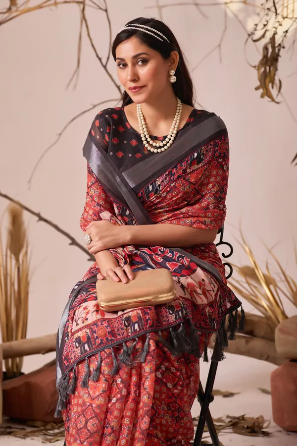 Multicolor_Lichi_Silk_Premium_&_Elegant_Saree_With_Unstiched_Blouse_For_Women