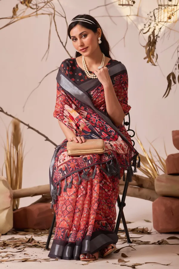 Multicolor_Lichi_Silk_Premium_&_Elegant_Saree_With_Unstiched_Blouse_For_Women