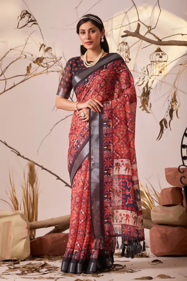 Multicolor_Lichi_Silk_Premium_&_Elegant_Saree_With_Unstiched_Blouse_For_Women