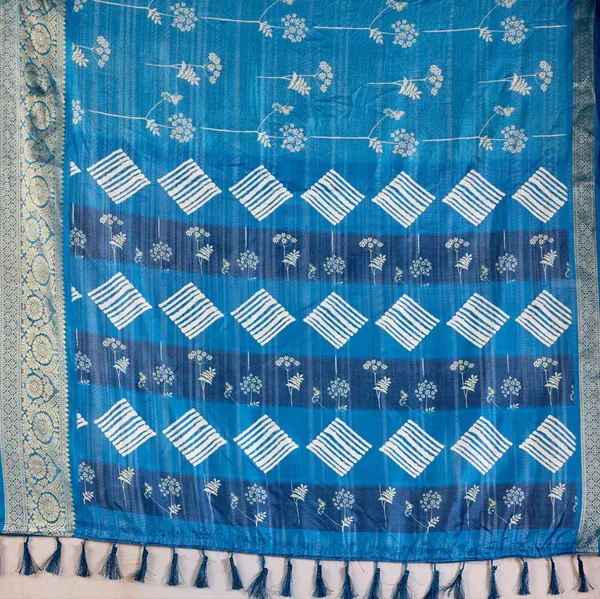 Blue_Lichi_Silk_Premium_&_Elegant_Saree_With_Unstiched_Blouse_For_Women