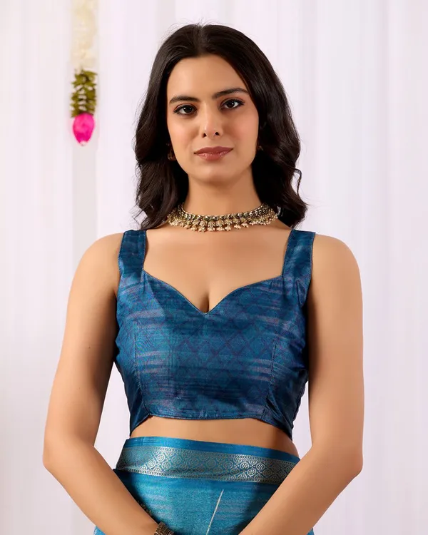 Blue_Lichi_Silk_Premium_&_Elegant_Saree_With_Unstiched_Blouse_For_Women