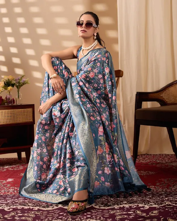 Multicolor_Lichi_Silk_Premium_&_Elegant_Saree_With_Unstiched_Blouse_For_Women