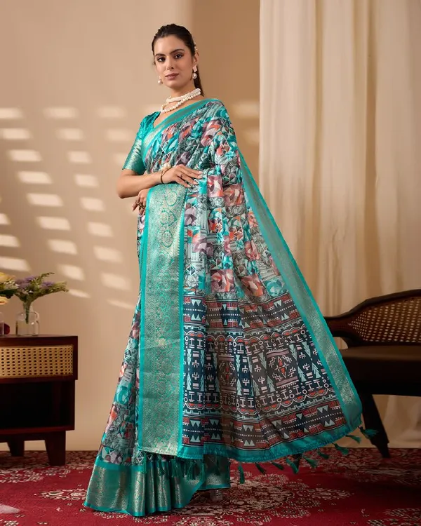 Multicolor_Lichi_Silk_Premium_&_Elegant_Saree_With_Unstiched_Blouse_For_Women