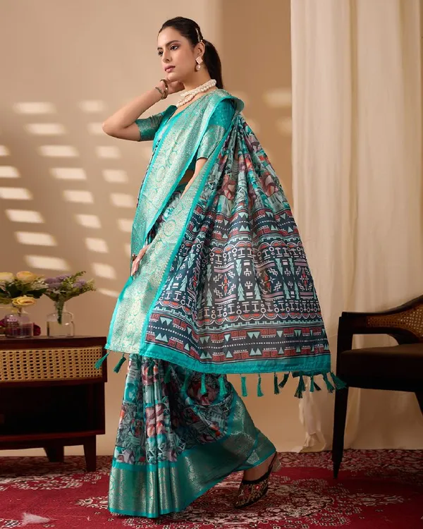 Multicolor_Lichi_Silk_Premium_&_Elegant_Saree_With_Unstiched_Blouse_For_Women